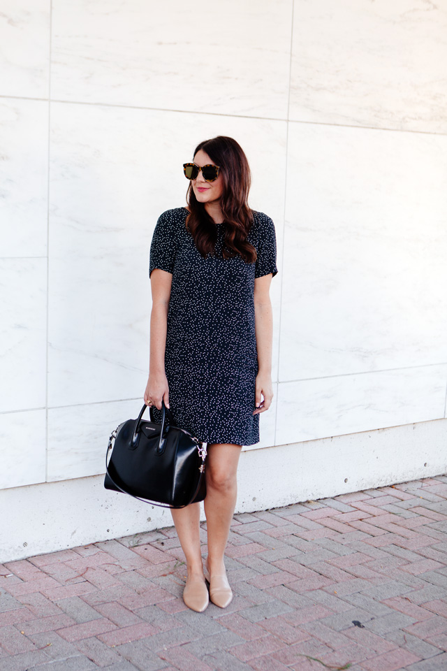 Polka Dot Dress with Nude Flats and Givenchy Antigona Satchel on Kendi Everyday