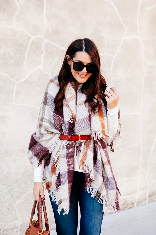 Plaid Wrap belted on Kendi Everyday